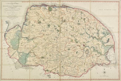 Lot 117 - Folding County Maps. Milne (Thomas), Topographical map of Norfolk..., 1803