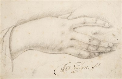 Lot 254 - Evelyn (Mary, 1635-1709). Study of a hand holding a breast