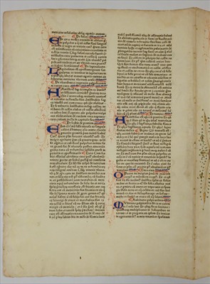 Lot 246 - Avicenna. Bifolium from the Canon medicinae, Strasbourg: Adolf Rusch, 1473