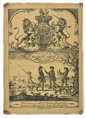 Lot 215 - Trade advertising. Printed advert on silk for Watt's Patent Shot Bristol, circa 1790
