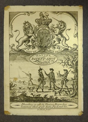 Lot 215 - Trade advertising. Printed advert on silk for Watt's Patent Shot Bristol, circa 1790