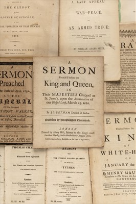 Lot 280 - Pamphlets. A Sermon Preach'd before the King and Queen..., by Jo. Betham, 1686