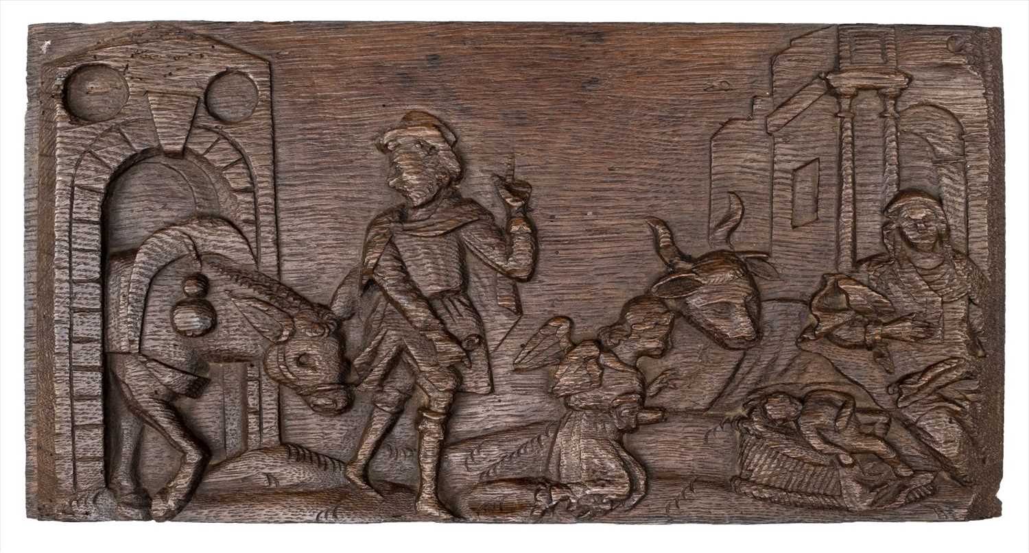 Lot 68 - Oak panel. A 17th century relief carved oak panel