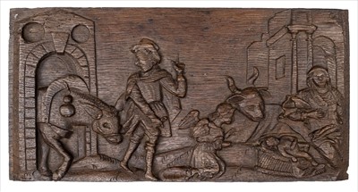 Lot 68 - Oak panel. A 17th century relief carved oak panel