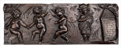 Lot 69 - Oak panel. A 17th century relief carved oak panel