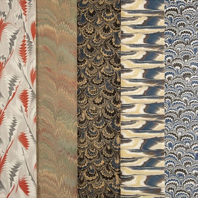 Lot 418 - Marbled Paper. 25 sheets of handmade marbled paper, etc.