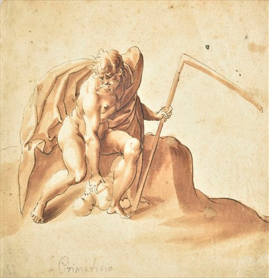 Lot 235 - Parmigianino (Girolamo 1503-1540). Saturn seated on a rock