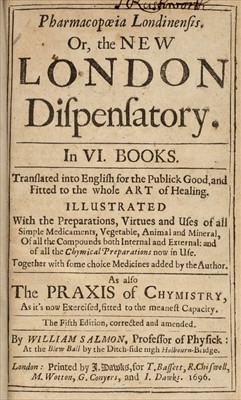 Lot 307 - Salmon (William). Pharmacopoeia Londinensis. Or, the New London Dispensatory, 5th edition, 1696