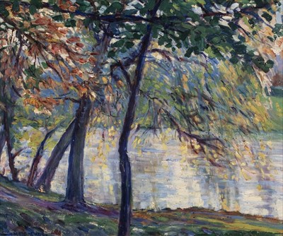 Lot 510 - Malherbe (William, 1884-1951). Trees by a Riverbank, oil on board