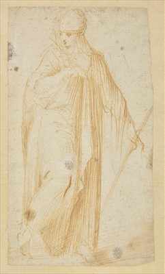 Lot 239 - Italian School. Draped female figure holding a staff, 16th century