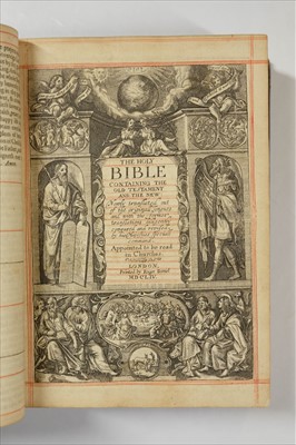 Lot 252 - Bible [English]. The Holy Bible, London: Printed by Roger Daniel, 1654