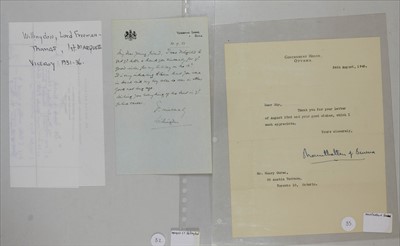 Lot 31 - India. 12 autograph or typed letters signed from various governors-general of India, 20th century