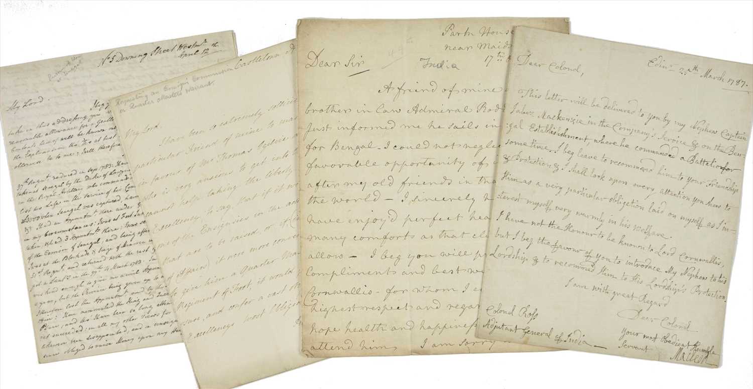 Lot 22 - East India Company & British Army. 10 autograph letters of recommendation & similar, 18-19th century