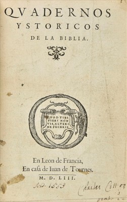 Lot 314 - Paradin (Claude). Quadernos ystoricos de la Biblia, 1553, ex libris Charles Cotton