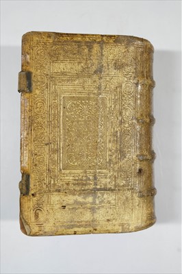 Lot 253 - Bible [Latin]. Biblia Sacra..., 2 parts in one, Frankfurt am Main: Petrus Fabricius, 1585