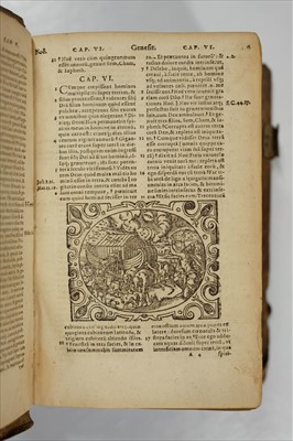 Lot 253 - Bible [Latin]. Biblia Sacra..., 2 parts in one, Frankfurt am Main: Petrus Fabricius, 1585