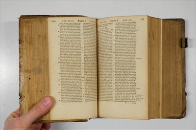 Lot 253 - Bible [Latin]. Biblia Sacra..., 2 parts in one, Frankfurt am Main: Petrus Fabricius, 1585