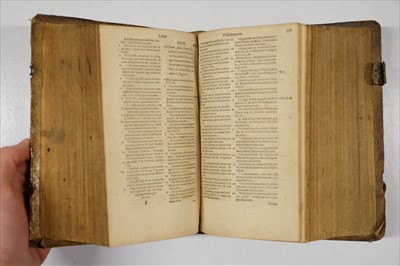 Lot 253 - Bible [Latin]. Biblia Sacra..., 2 parts in one, Frankfurt am Main: Petrus Fabricius, 1585