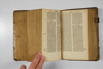 Lot 253 - Bible [Latin]. Biblia Sacra..., 2 parts in one, Frankfurt am Main: Petrus Fabricius, 1585