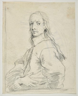 Lot 260 - Dutch School. Portrait of a Young Man, half-length, black chalk