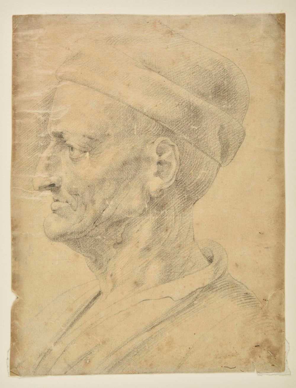 Lot 261 - Rubens, Circle of. Portrait of an Old Man, black chalk