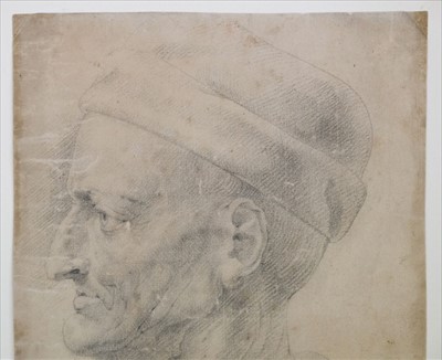 Lot 261 - Rubens, Circle of. Portrait of an Old Man, black chalk