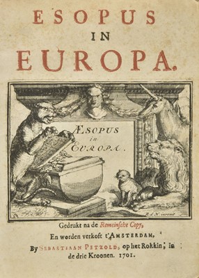 Lot 323 - Hooghe (Romeyn de). Esopus in Europa, 1st edition, Amsterdam: Sebastiaan Petzold, 1701-[2]