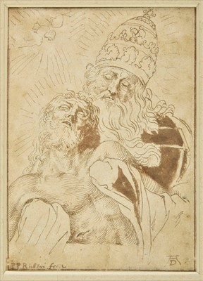 Lot 264 - Circle of Peter Paul Rubens (1577-1640). The Trinity, after Durer, brown ink and wash