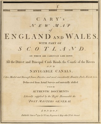 Lot 60 - Cary (John). Cary's New Map of England and Wales, 1794