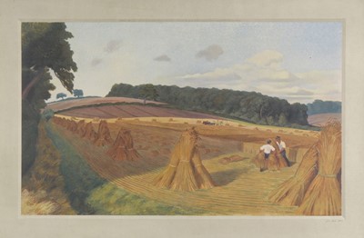 Lot 591 - Nash (John, 1893-1977). Harvesting Cornfields, 1942