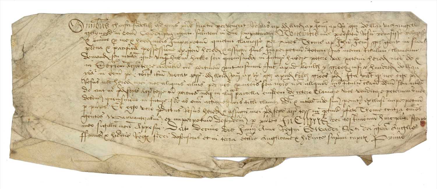 Lot 217 - Edward  VI - Cardigan. Manuscript vellum quitclaim, dated l0th June 1552