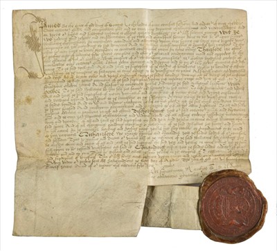 Lot 223 - James VI (King of Scotland, 1567-1625). Signet letter on vellum with seal, 1592