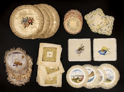 Lot 185 - Doilies. A set of six Spitalfields silk brocade mats, early 20th century