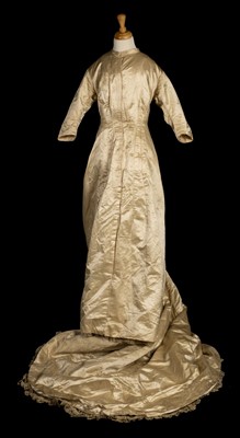 Lot 170 - Dress. A satin wedding dress, circa 1890