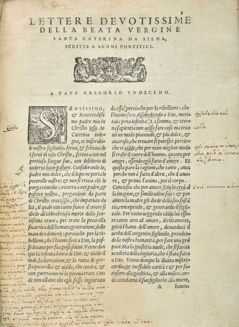 Lot 242 - Castelvetro (Giacomo; owner). Lettere devotissime della Caterina da Siena, 1562