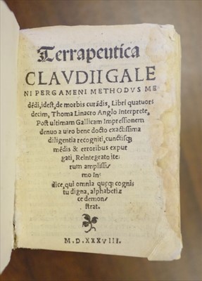 Lot 252 - Galenus (Claudius). Terrapeutica, 1538