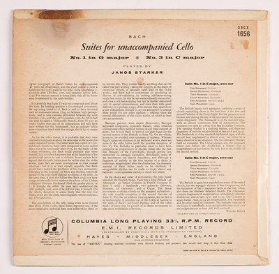 Lot 442 - Classical. Bach Suites for Unaccompanied Cello played by Janos Starker (ED1, Columbia 33CX 1656)