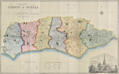 Lot 157 - Sussex. Large scale map of Sussex, 1861