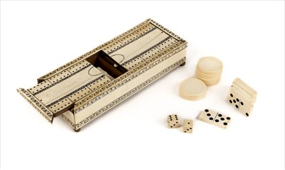 Lot 95 - Anglo Indian. A Vizagapatam ivory games box c.1820