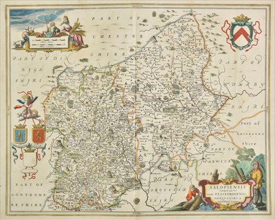 Lot 148 - Shropshire & Staffordshire. Jansson (Jan), Salopiensis comitatus cum Staffordiensi..., circa 1650