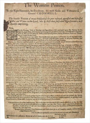 Lot 267 - Levellers. The Womens Petition to General Cromwell, 1651, extremely rare