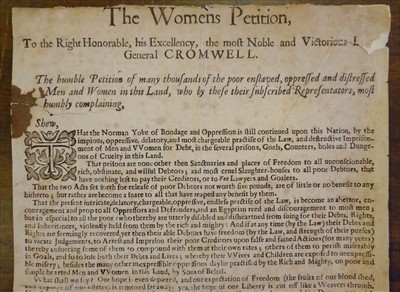 Lot 267 - Levellers. The Womens Petition to General Cromwell, 1651, extremely rare