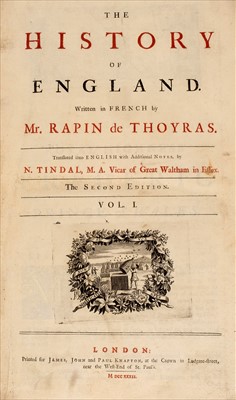 Lot 12 - Rapin de Thoyras (Paul). The History of England, 1732-1733