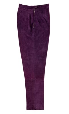 Lot 211 - Taylor (Elizabeth, 1932-2011). A pair of leather trousers belonging to Elizabeth Taylor, Harrods
