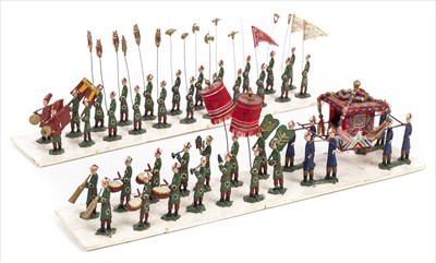 Lot 52 - Lead figures. Procession of Dowager Empress Cixi, French, circa 1910