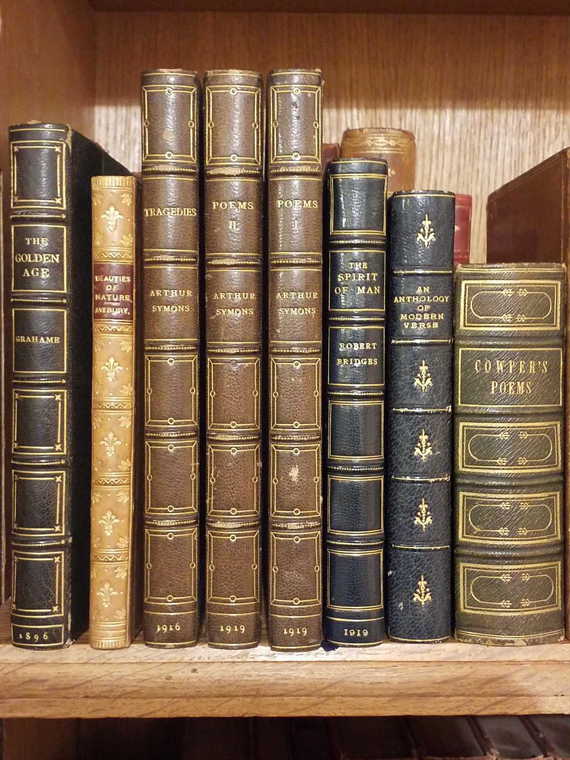 Lot 268 - Bindings. Approximately 95 volumes of gilt decorated leather bindings