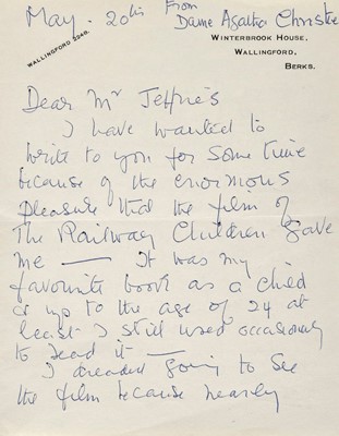 Lot 630 - Christie (Agatha, 1890-1976). Autograph letter signed, 'Agatha Christie Mallowan'