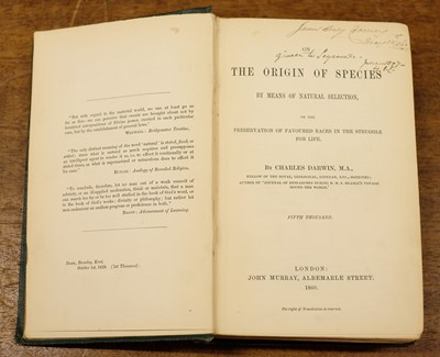 Lot 197 - Darwin (Charles). On the Origin of Species, 2nd edition, 1860, ex libris David Bellamy