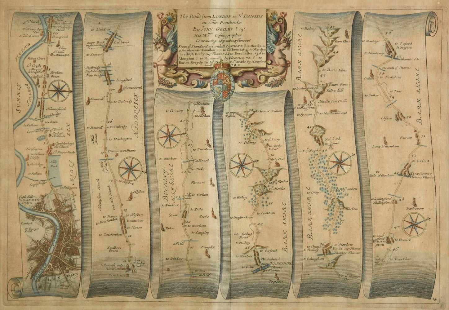 Lot 124 - Ogilby (John). The Road from London to St. Davids in com. Pembroke, circa 1698