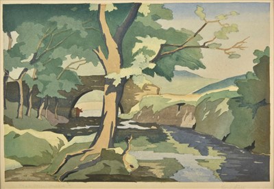 Lot 432 - Slater (Eric, 1896-1963). The Mill Stream, colour woodcut